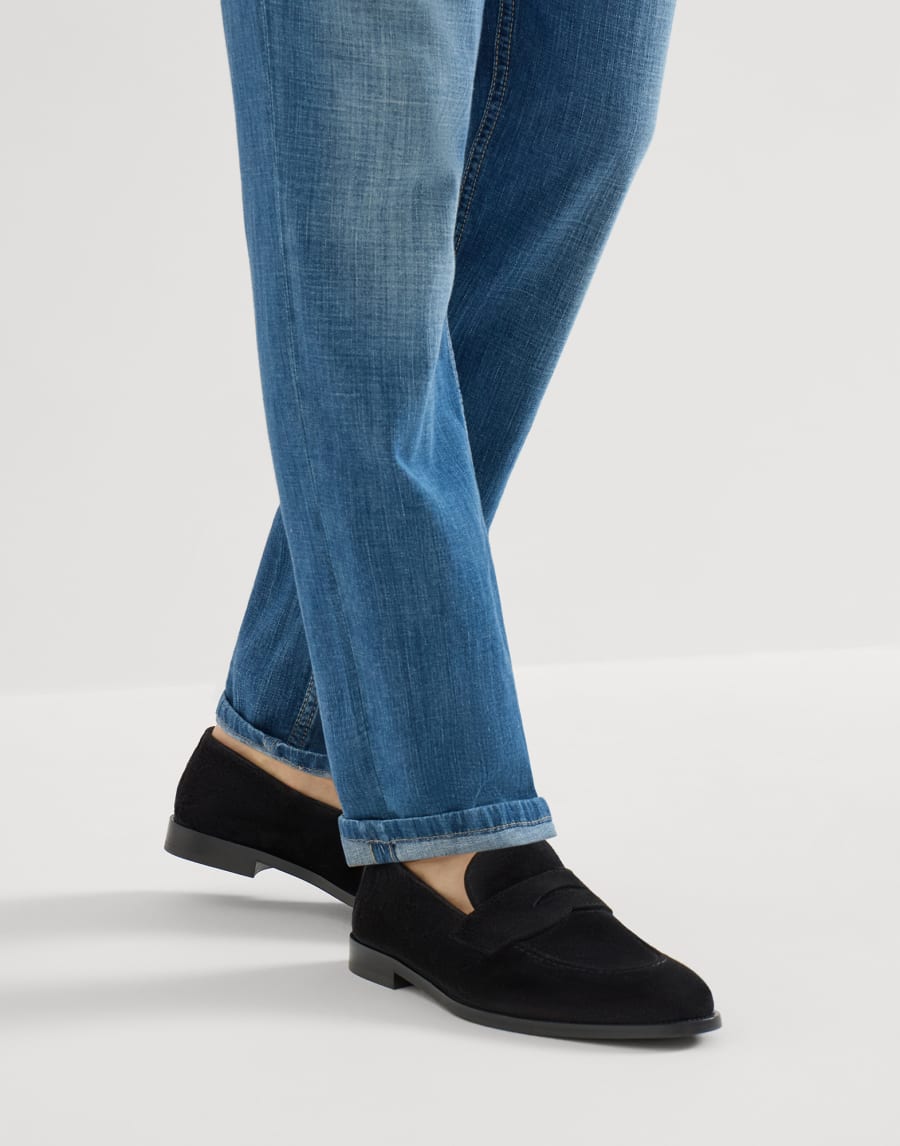 Penny Loafers de ante Negro Hombre - Brunello Cucinelli