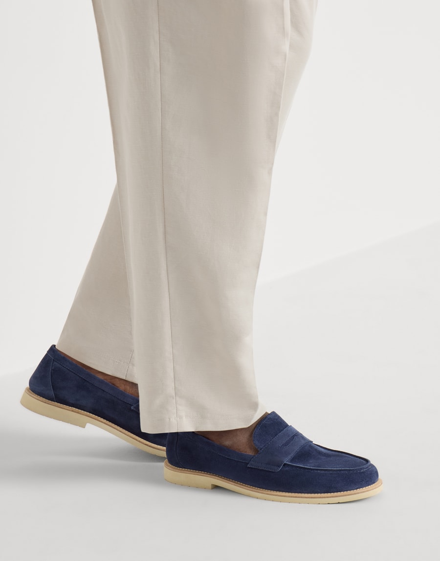Penny Loafer en piel de becerro Azul Fuerza Aérea Hombre - Brunello Cucinelli