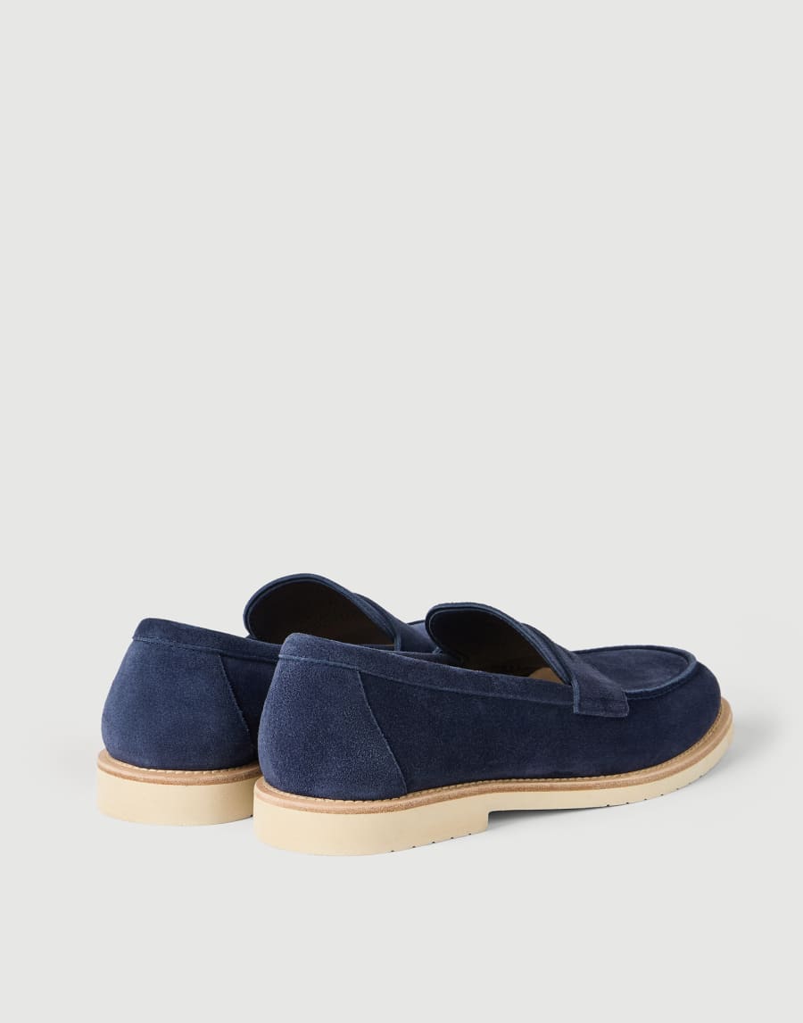 Calfskin penny loafers Avio Blue Man - Brunello Cucinelli