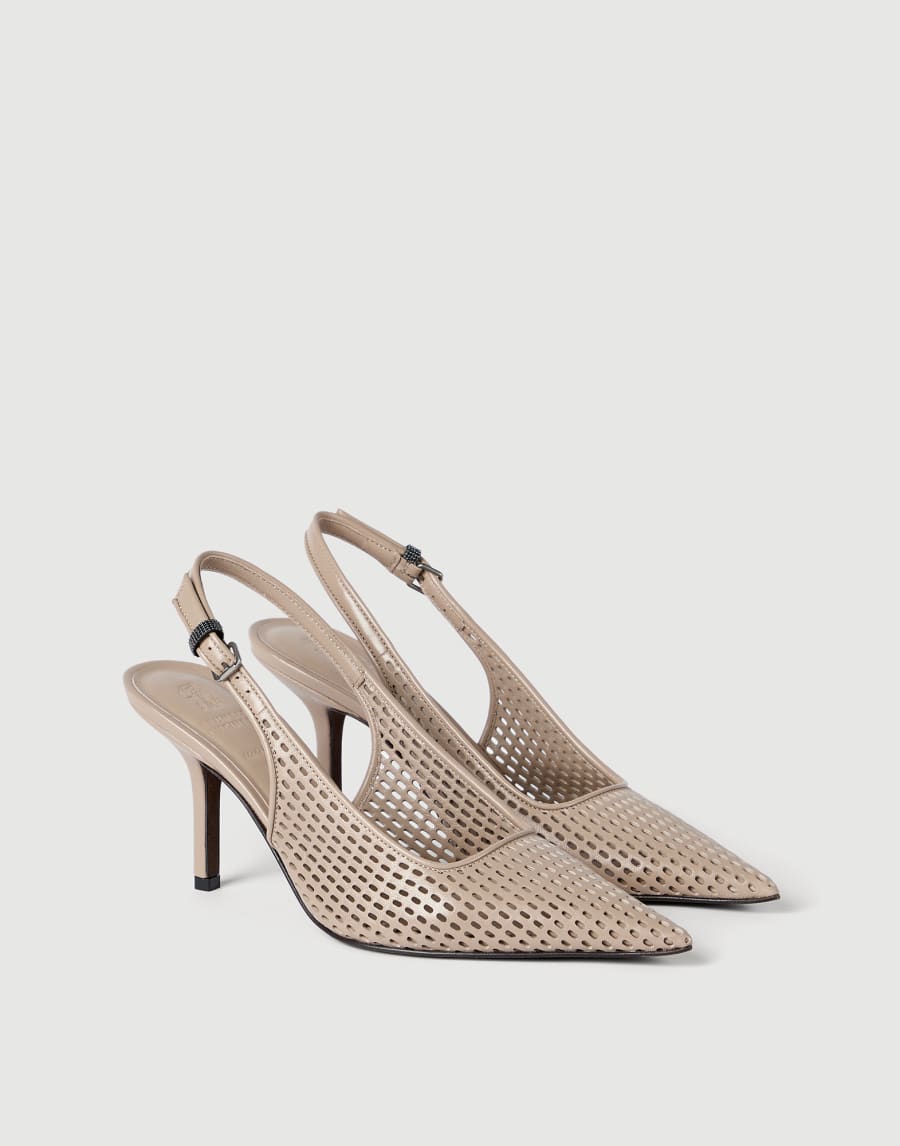 Calfskin net slingback heels Buff Woman - Brunello Cucinelli