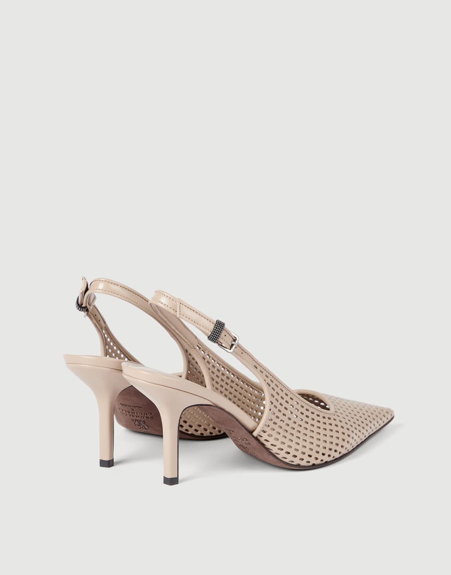 Calfskin net slingback heels Buff Woman - Brunello Cucinelli