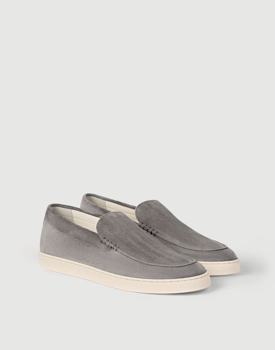 Chevron-effect suede slip-ons Orange Man - Brunello Cucinelli