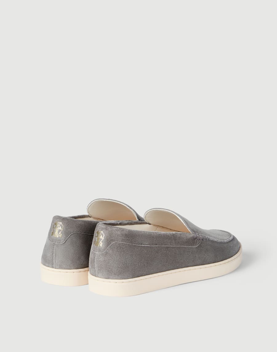Chevron-effect suede slip-ons Orange Man - Brunello Cucinelli