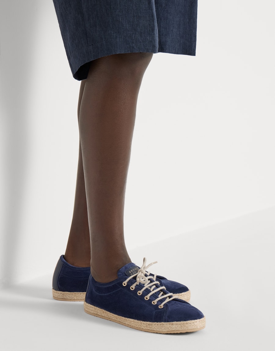 Reversed calfskin Derbies Avio Blue Man - Brunello Cucinelli