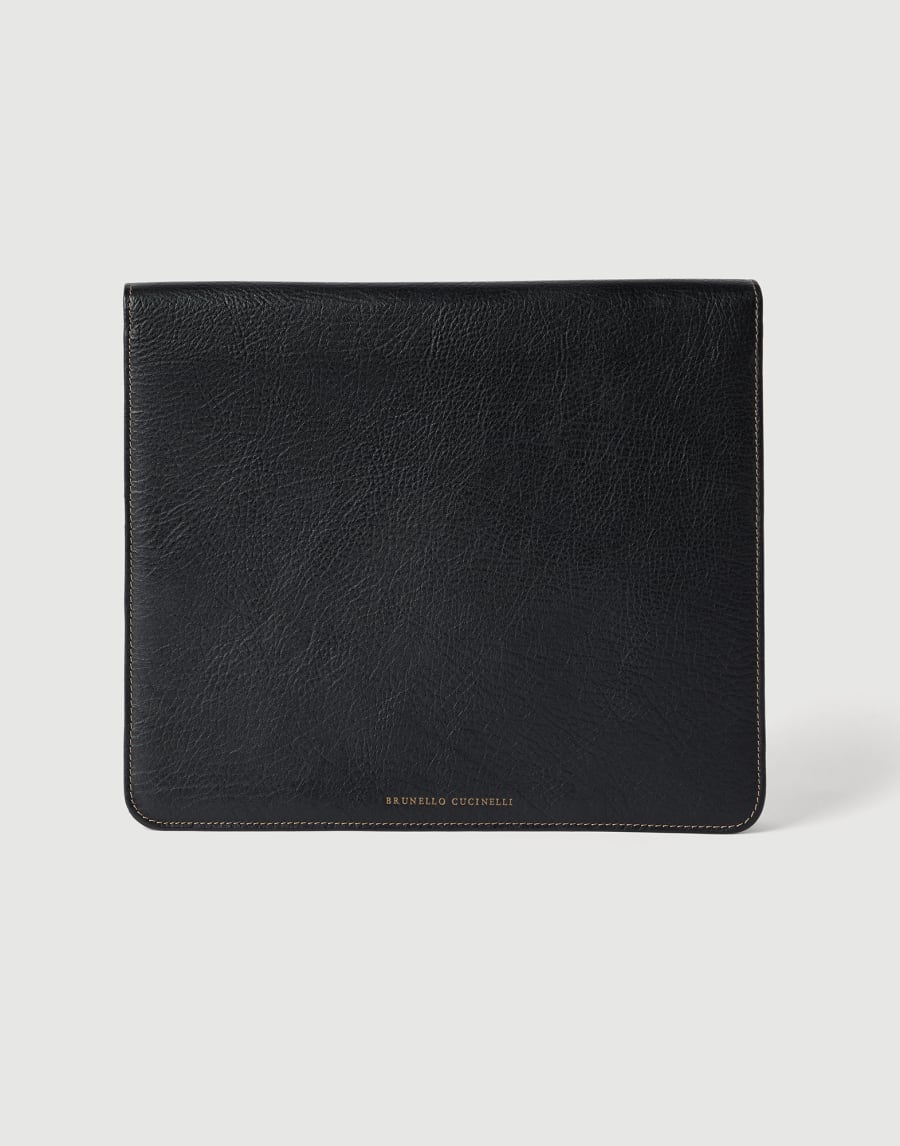 Grained calfskin document holder Black Man - Brunello Cucinelli