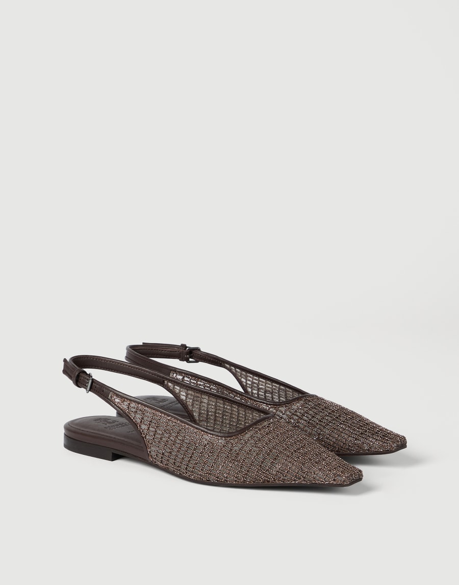 Leather slingback flats Brown Woman - Brunello Cucinelli