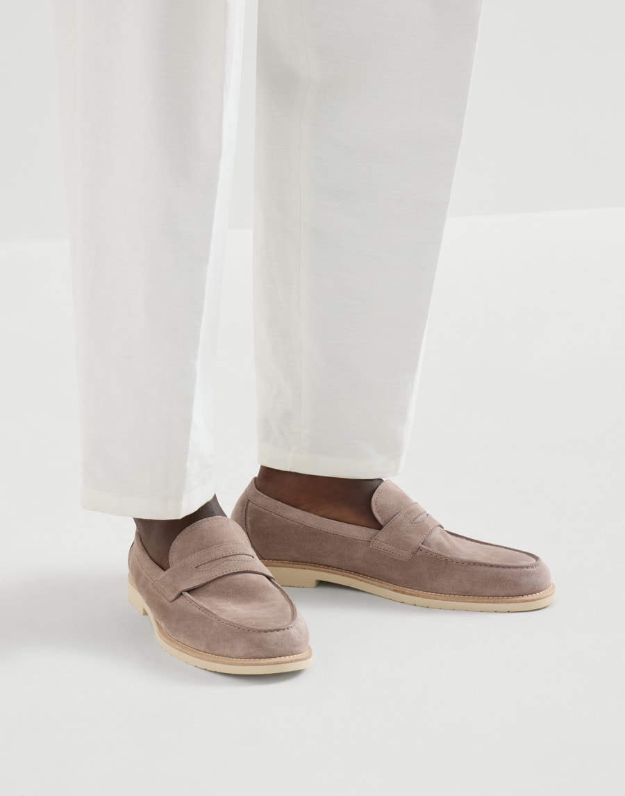 Penny Loafer en piel de becerro Beige Claro Hombre - Brunello Cucinelli
