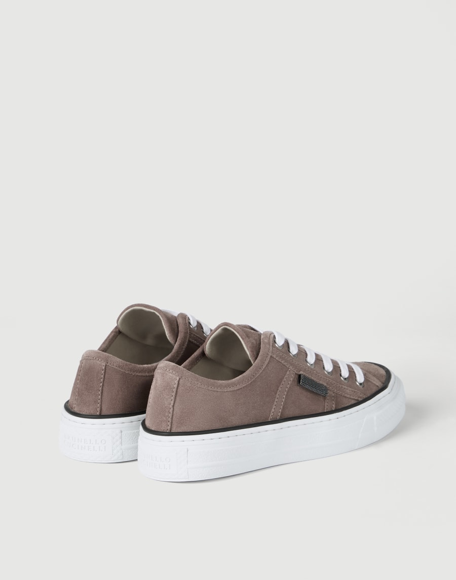 Suede sneakers with monili Brown Woman - Brunello Cucinelli