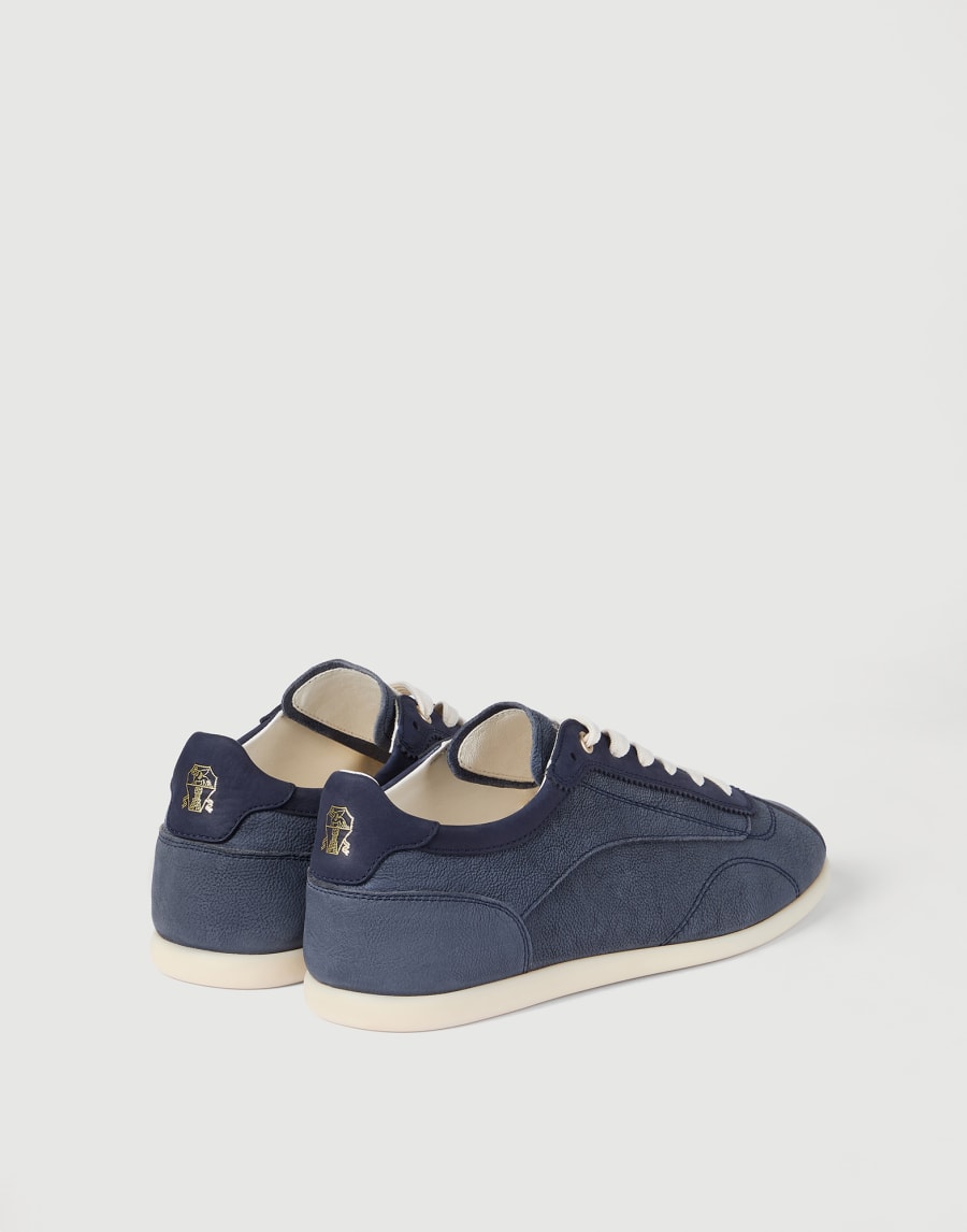Nubuck and calfskin sneakers Denim Man - Brunello Cucinelli