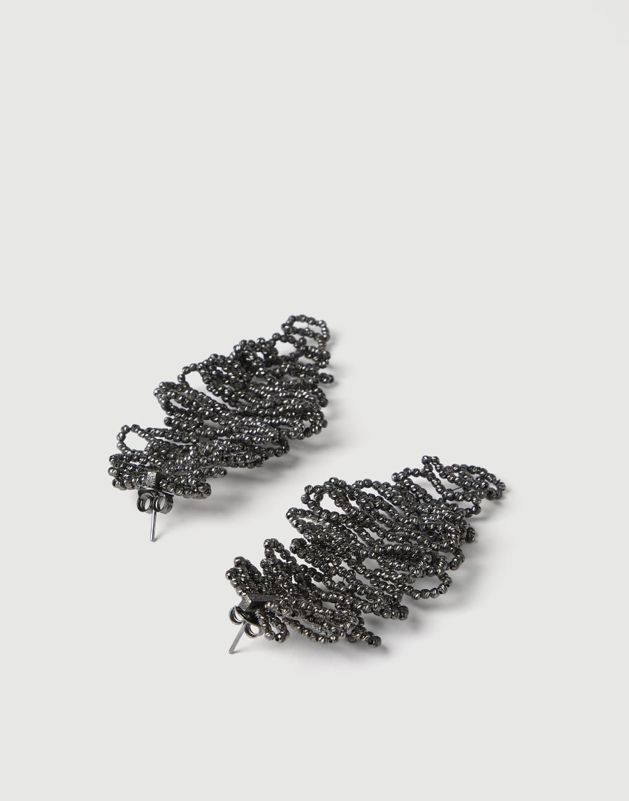 Sculptured leaf earrings Lignite Grey Woman - Brunello Cucinelli