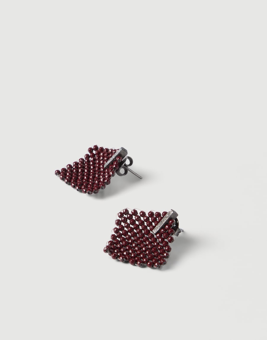 Серьги из гематита и серебра Красный Женщина - Brunello Cucinelli
