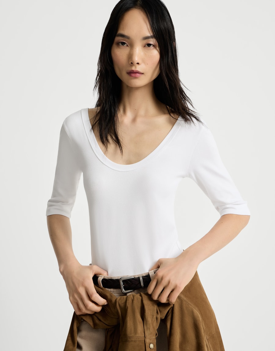 T-shirt with monili White Woman - Brunello Cucinelli