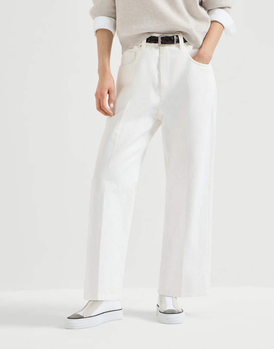 Contemporary Square trousers Ivory Woman - Brunello Cucinelli