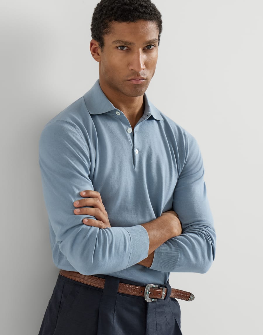 Polo-style sweater Slate Man - Brunello Cucinelli
