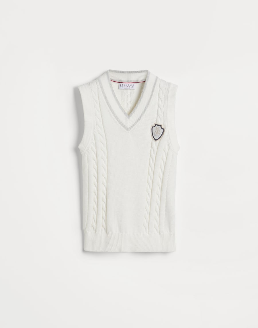 Chaleco de punto de algodón Blanco Niño - Brunello Cucinelli