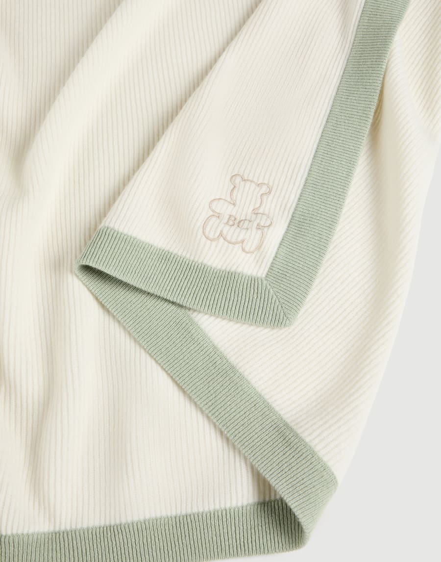 Baby Bernie rib knit blanket Mint Green Baby - Brunello Cucinelli