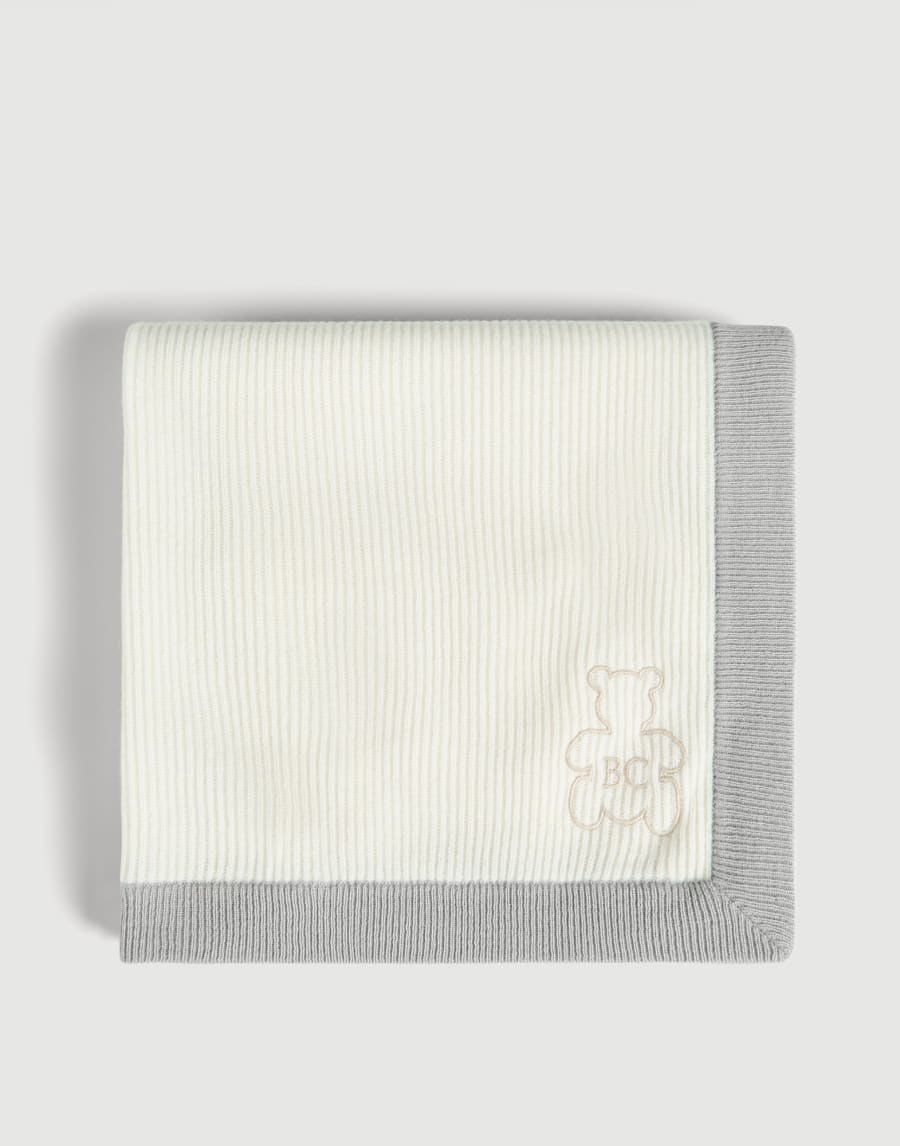 Baby Bernie rib knit blanket Pebble Baby - Brunello Cucinelli