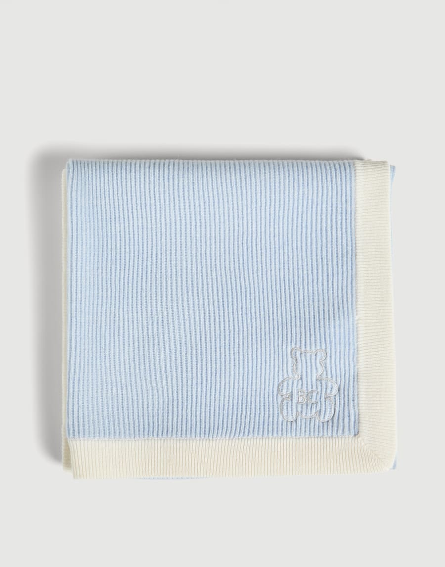 Baby Bernie rib knit blanket Sky Blue Baby - Brunello Cucinelli