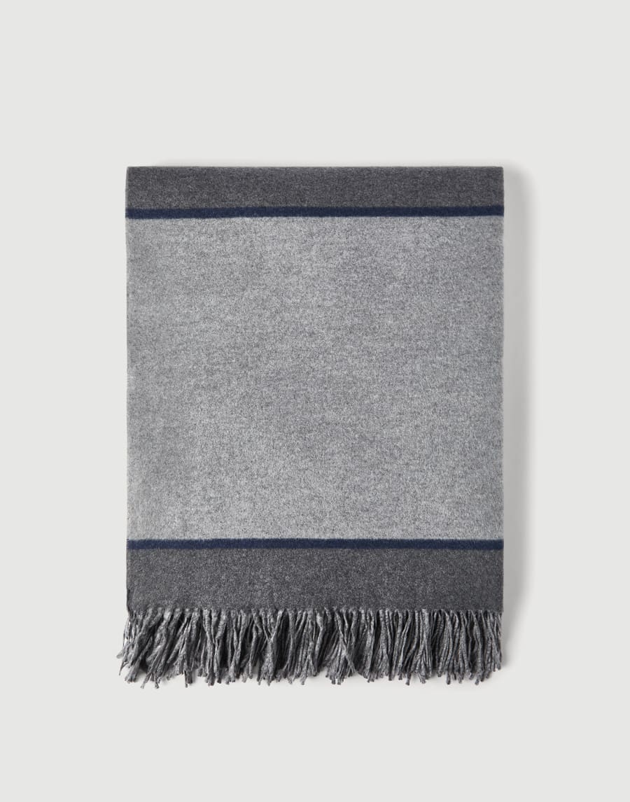Silk throw with fringe Medium Grey Lifestyle - Brunello Cucinelli
