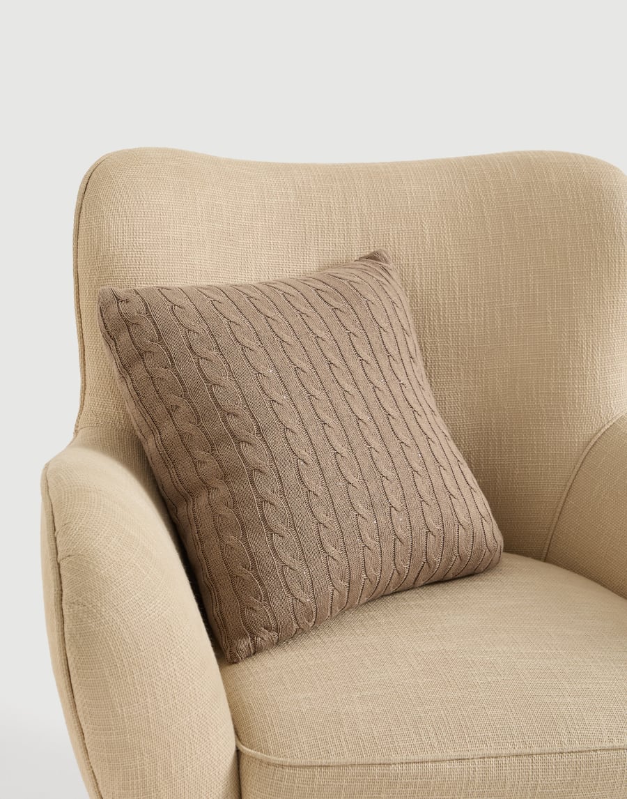 대즐링 케이블 니트 쿠션 캐멀 라이프스타일 - Brunello Cucinelli