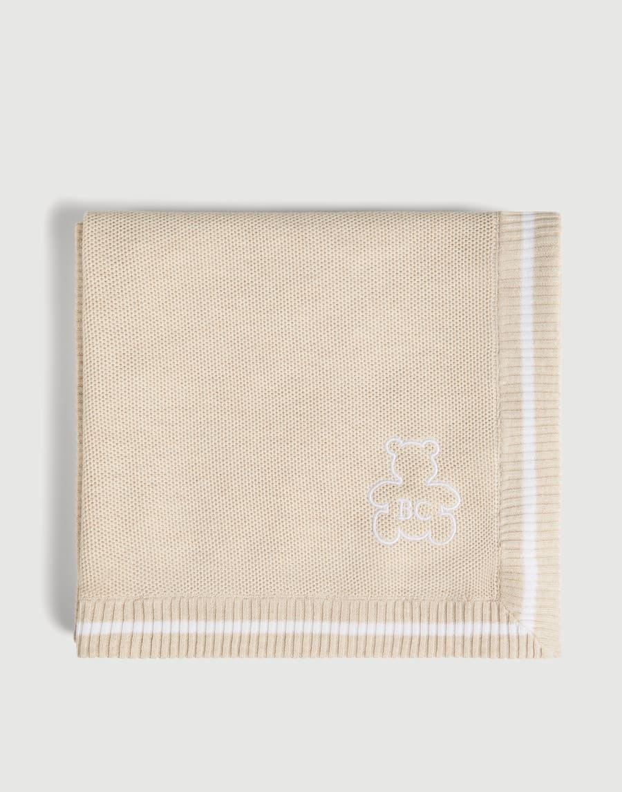 Baby Bernie blanket with embroidery Sand Baby - Brunello Cucinelli