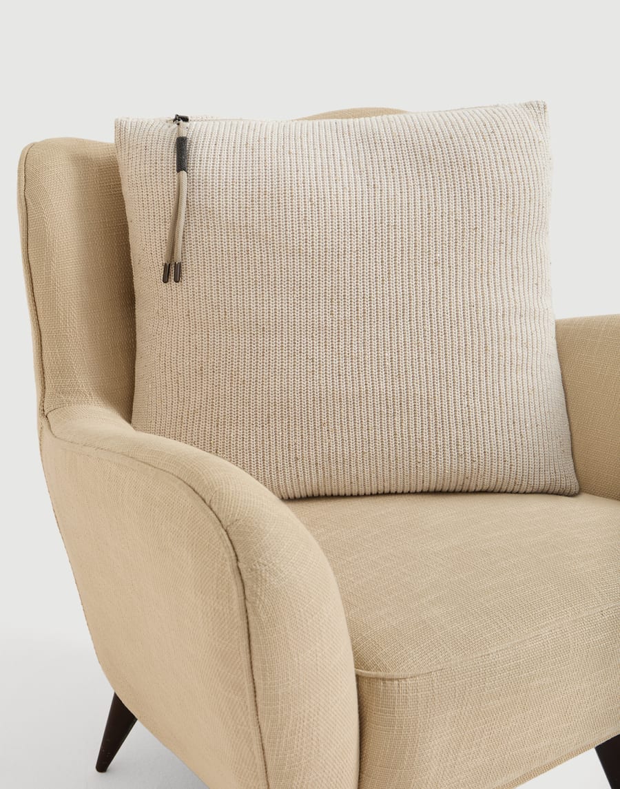 코튼 니트 대형 쿠션 오트 라이프스타일 - Brunello Cucinelli