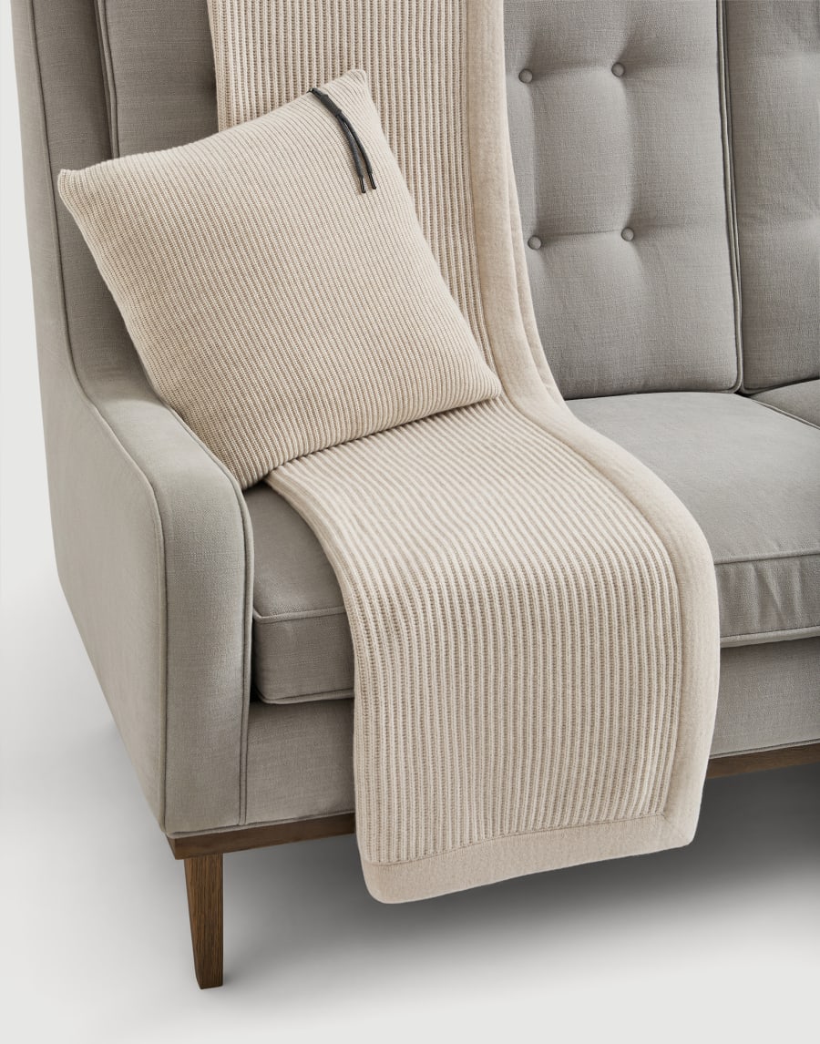 Shiny Zipper Pull knit cushion Buff Lifestyle - Brunello Cucinelli