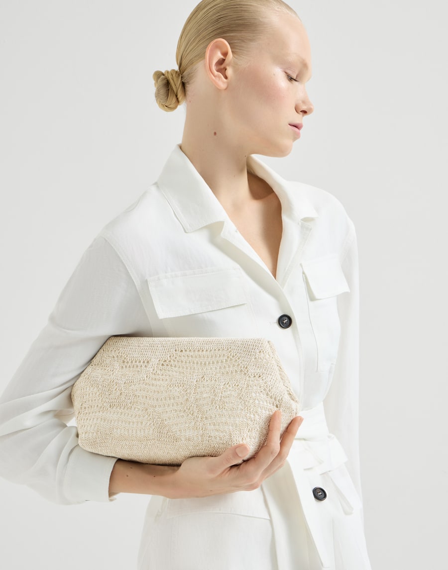 Сумка Pouch Dazzling Water Lillies Панама Женщина - Brunello Cucinelli