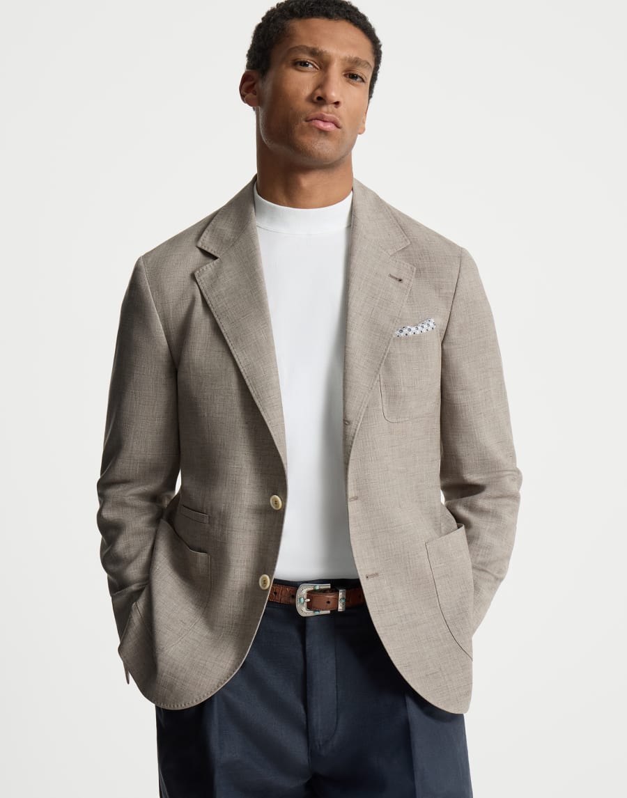 羊毛帆布夹克 棕色 男款 - Brunello Cucinelli