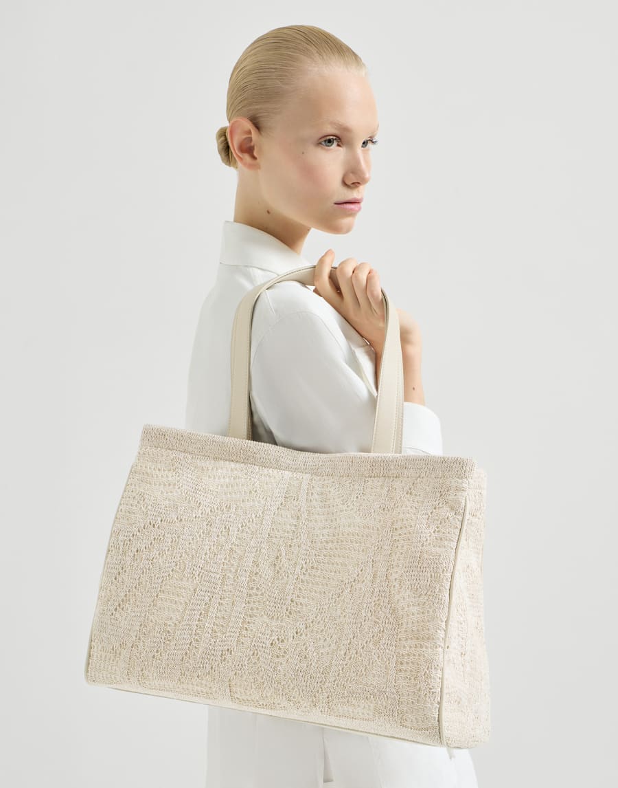 Dazzling water lilies tote bag Panama Woman - Brunello Cucinelli