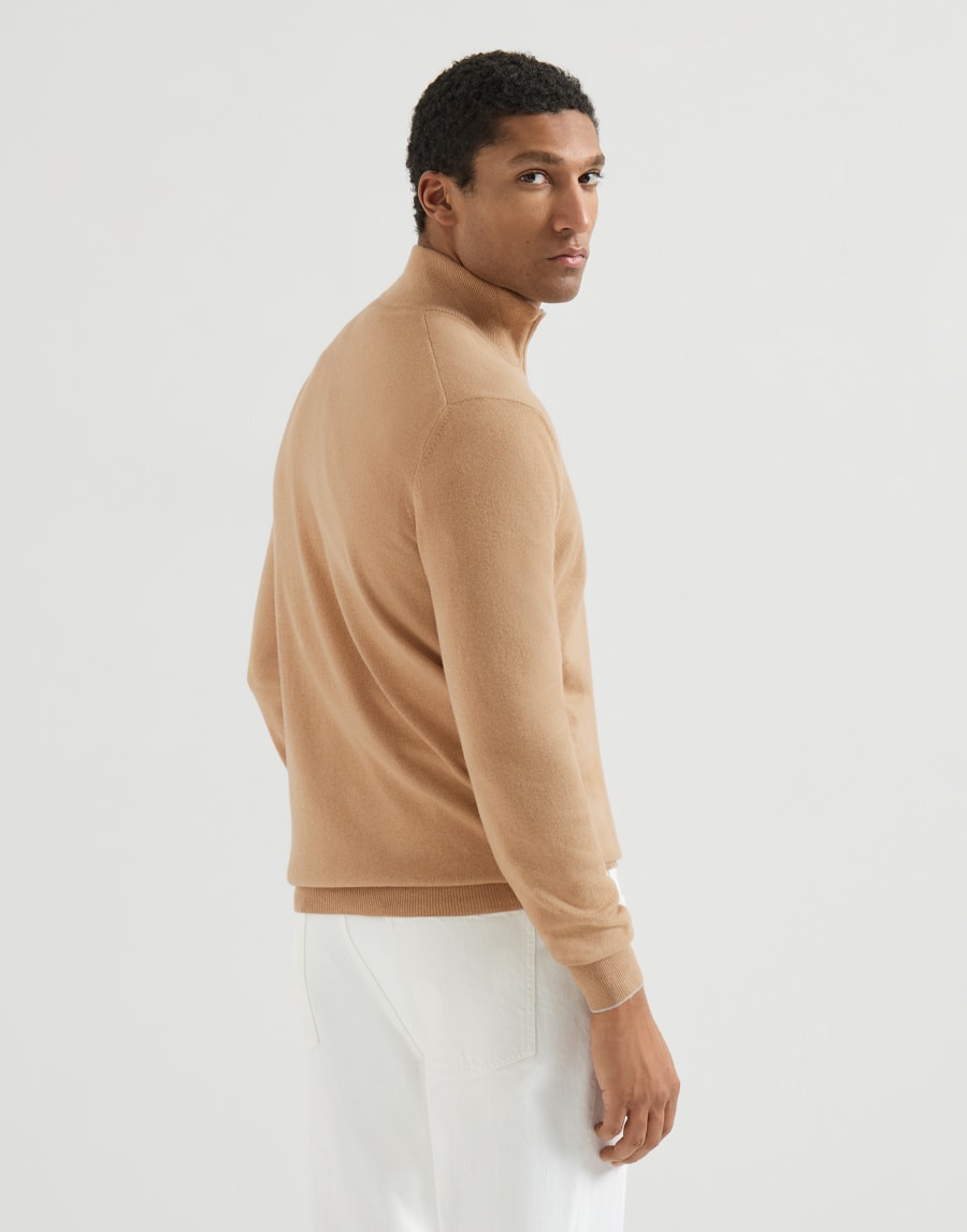 Vicuña zip-up sweater Beige Man - Brunello Cucinelli
