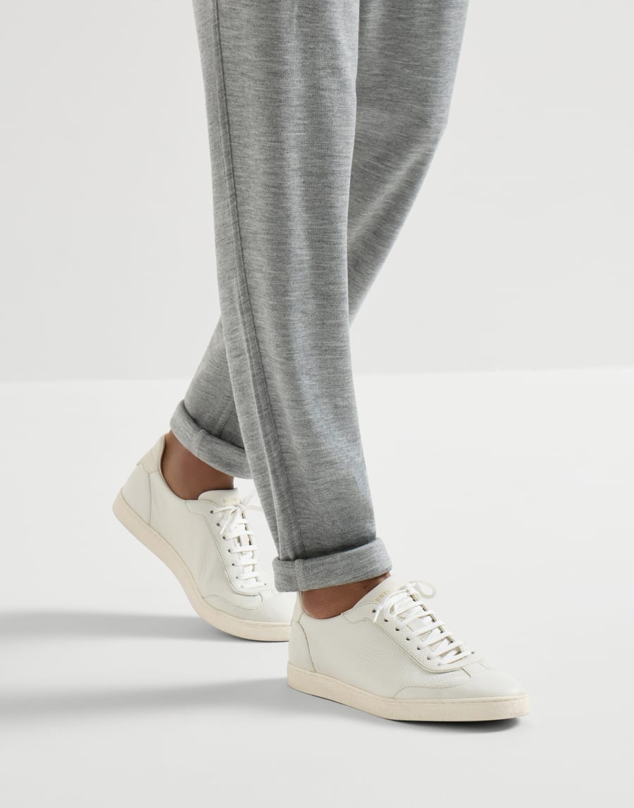 Sneakers en cuir de cerf grainé Craie Homme - Brunello Cucinelli