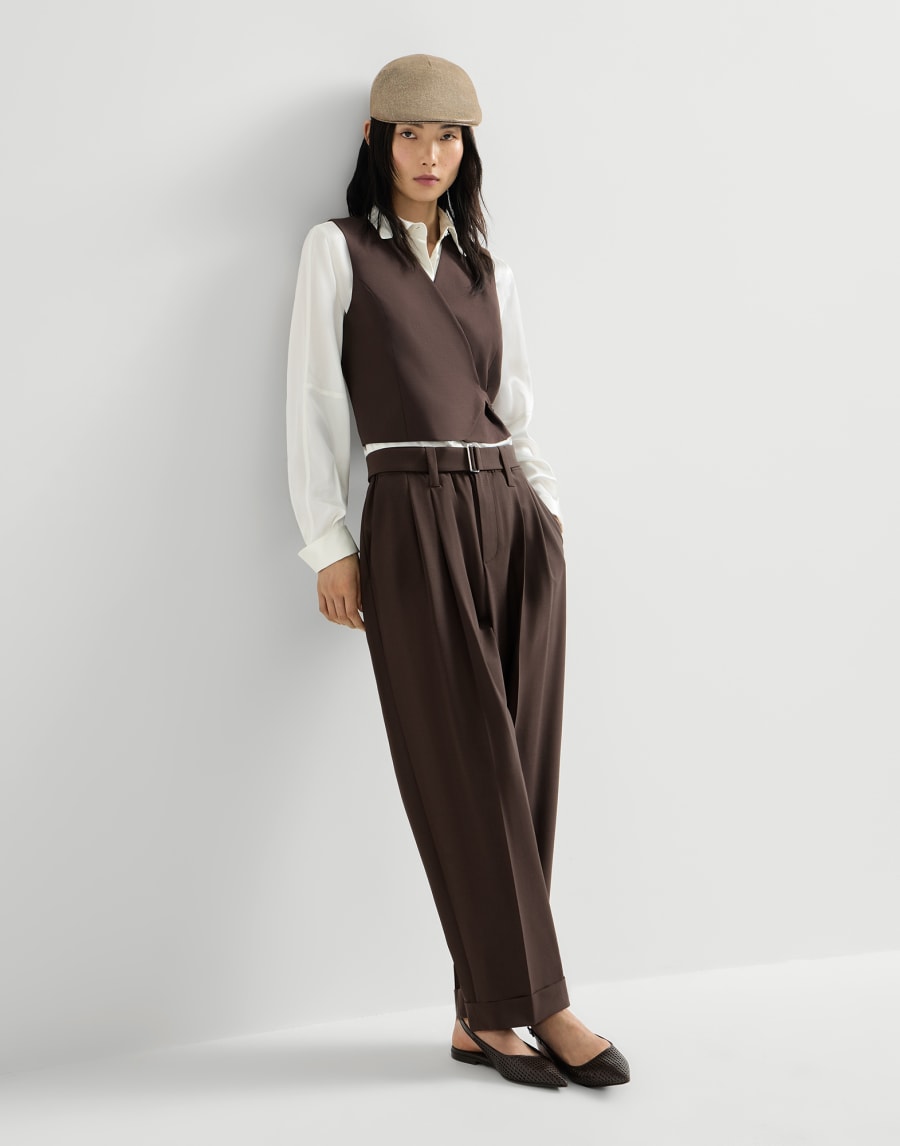 Tropical Luxury 精裁免档裤 可可色 女款 - Brunello Cucinelli