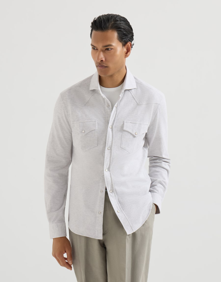 ショルダーヨーク付きイージーフィットシャツ コブルストーン メンズ - Brunello Cucinelli