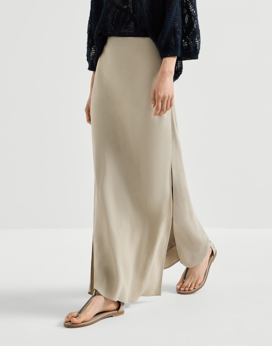 斜裁半身裙 浅米色 女款 - Brunello Cucinelli