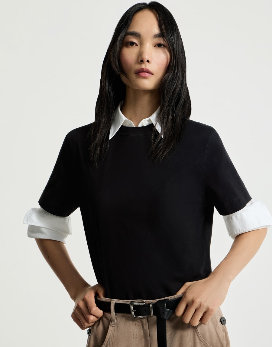 Футболка из джерси Чёрный Женщина - Brunello Cucinelli