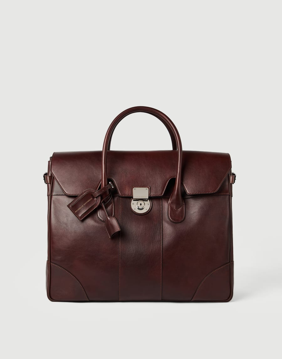 Calfskin Boston casual bag Burgundy Man - Brunello Cucinelli