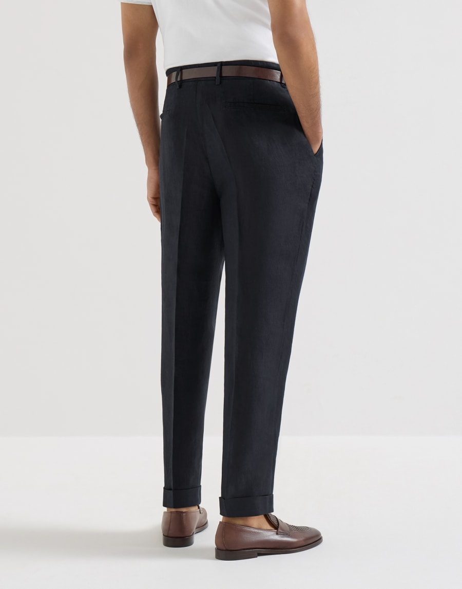 Gabardine garment dyed trousers Navy Blue Man - Brunello Cucinelli