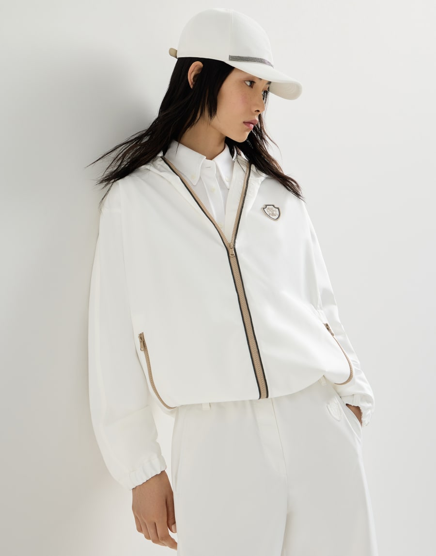 Hooded outerwear jacket with logo White Woman - Brunello Cucinelli