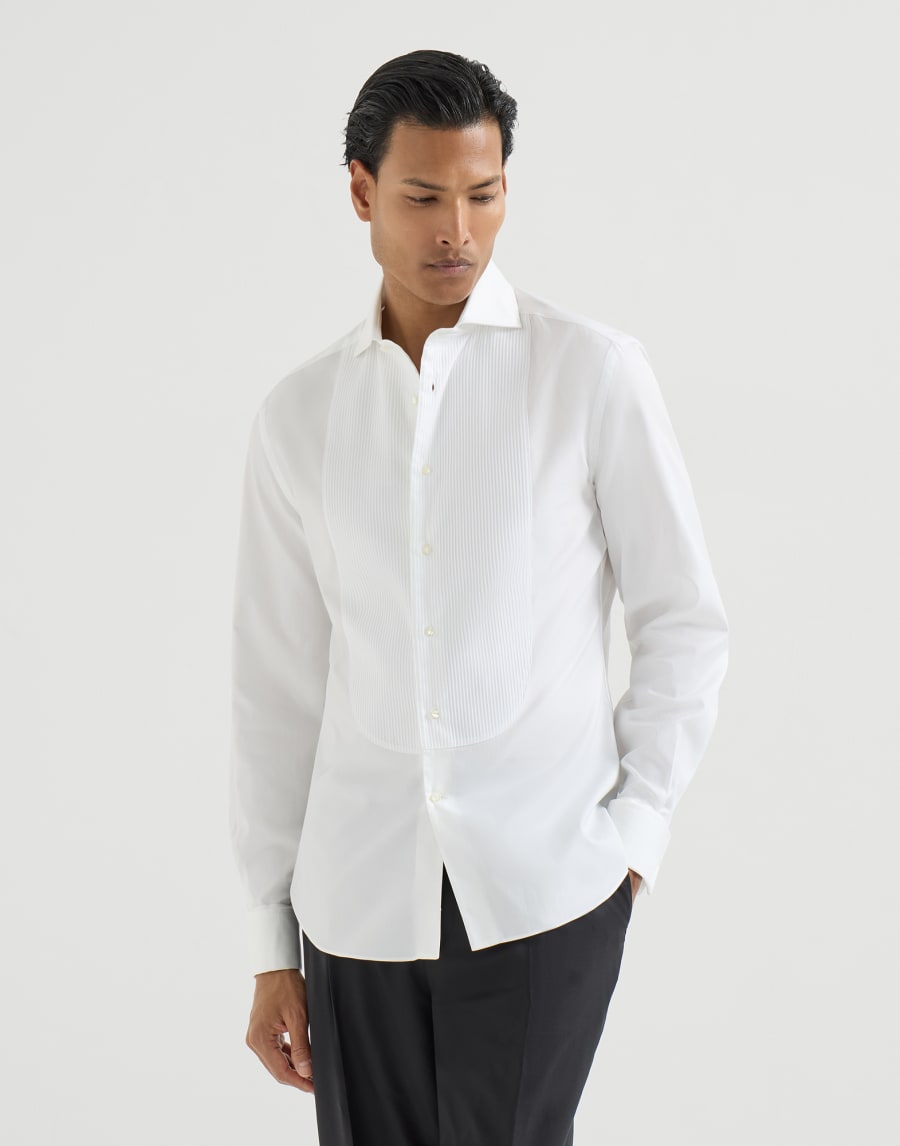Tuxedo shirt with pleating White Man - Brunello Cucinelli