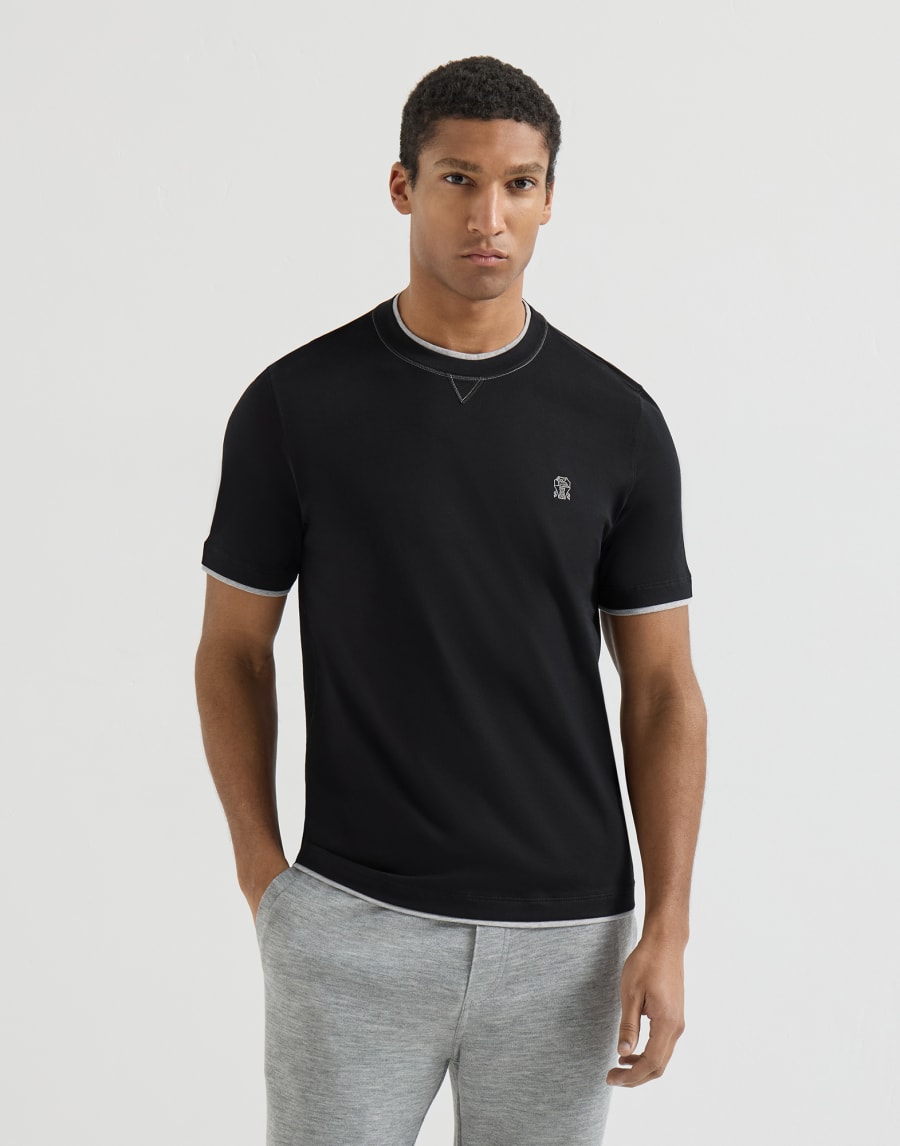 T-shirt effet superposition Noir Homme - Brunello Cucinelli