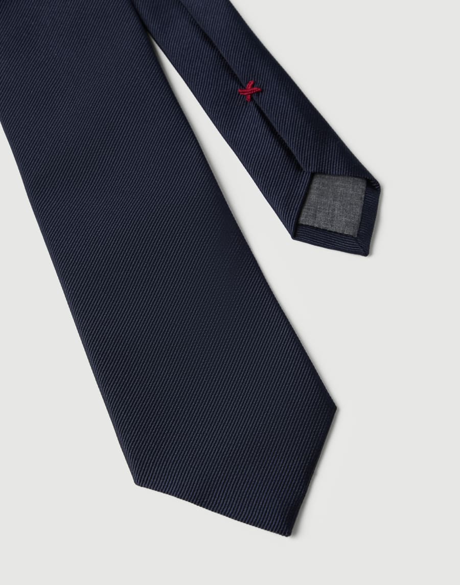 Corbata en sarga de seda Azul Hombre - Brunello Cucinelli