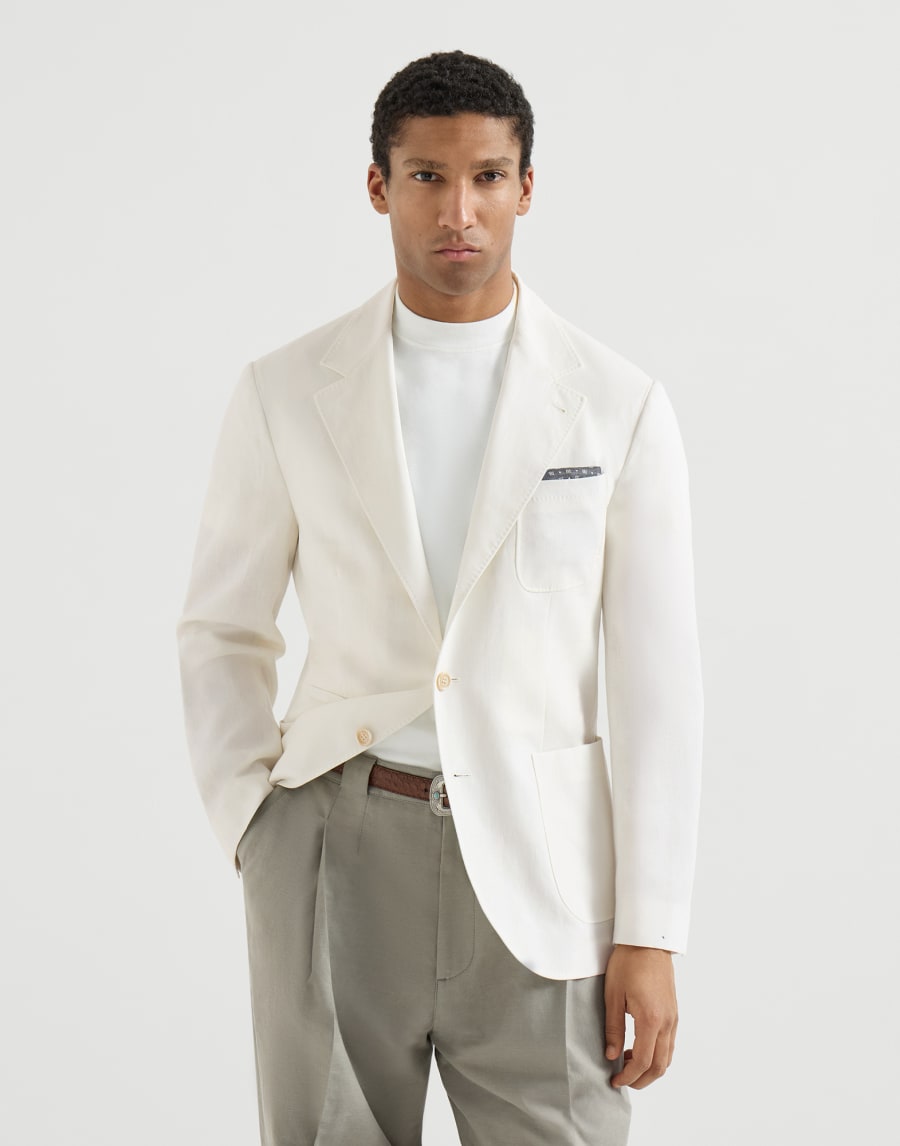 Linen deconstructed blazer Panama Man - Brunello Cucinelli