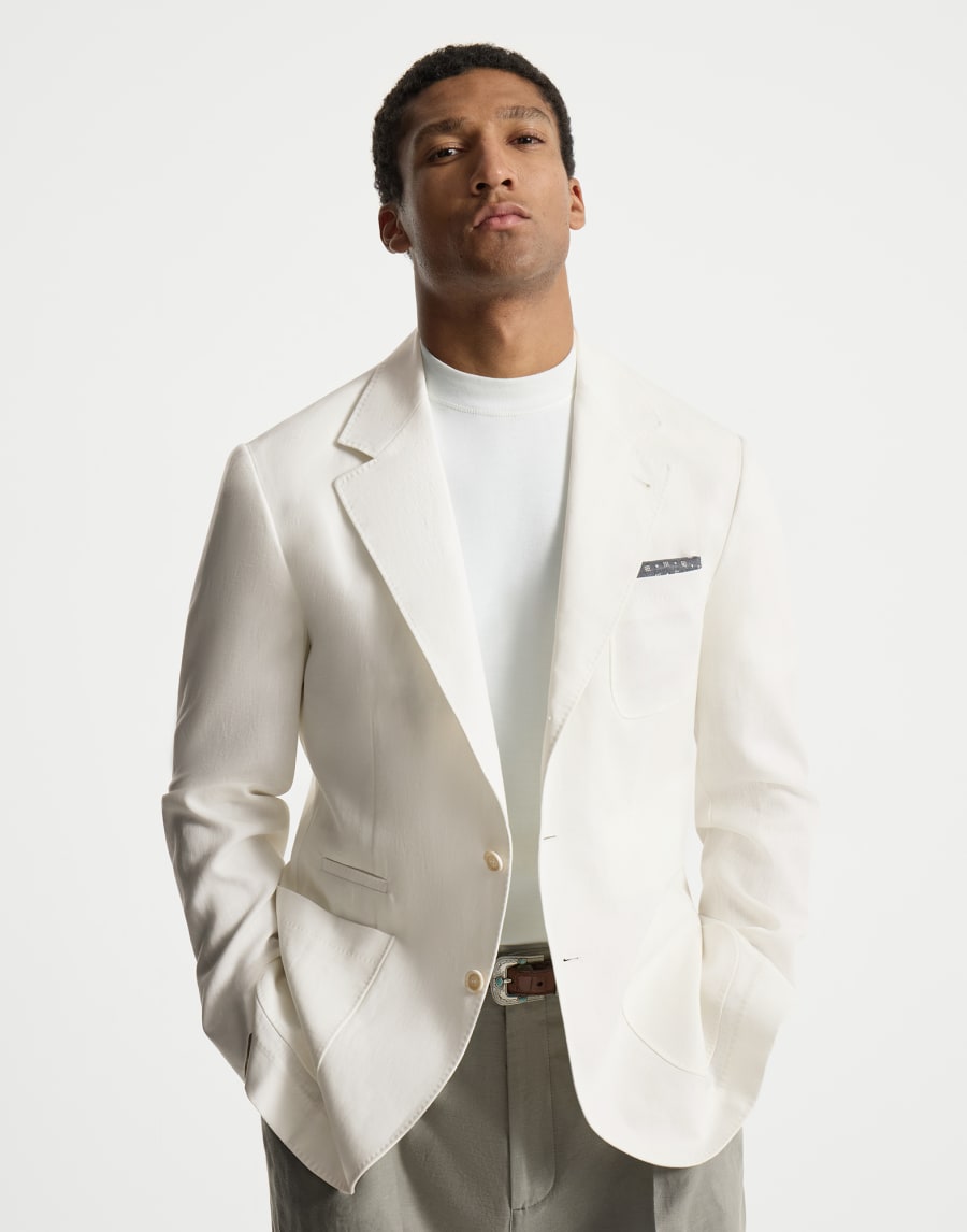 Linen deconstructed blazer Panama Man - Brunello Cucinelli