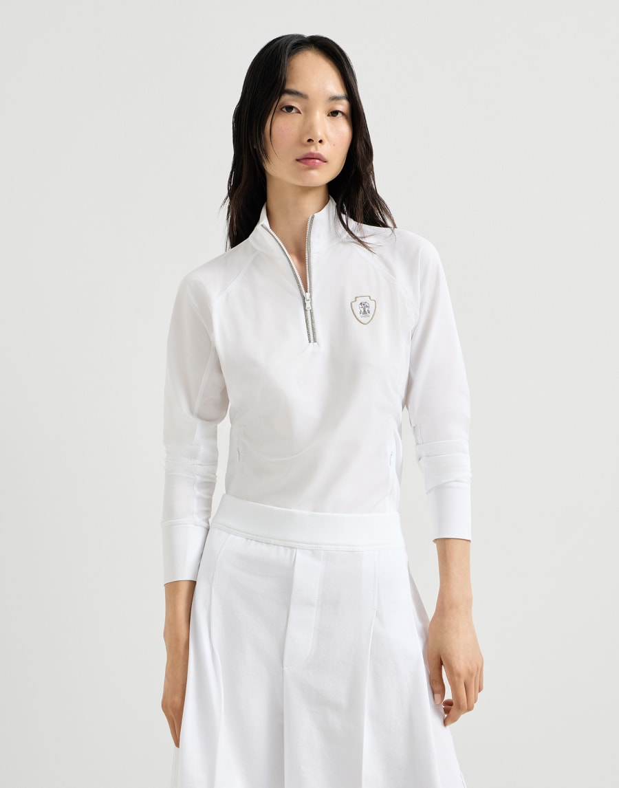 Pique Sweatshirt with logo White Woman - Brunello Cucinelli