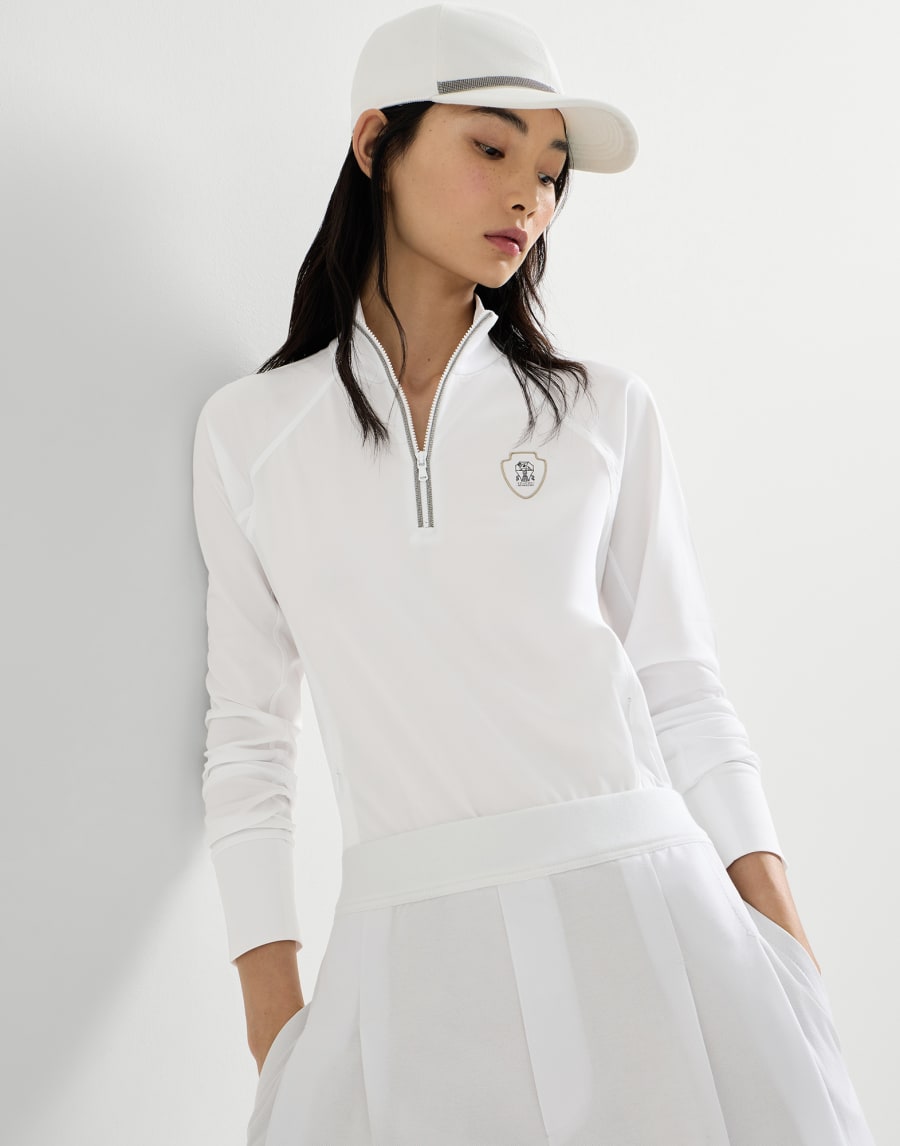 Pique Sweatshirt with logo White Woman - Brunello Cucinelli