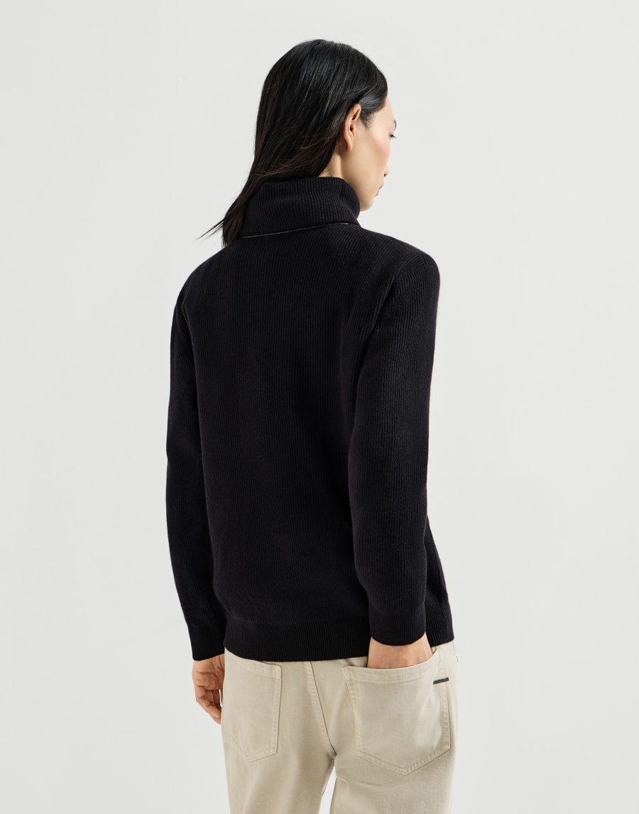 Cashmere English rib sweater Black Woman - Brunello Cucinelli