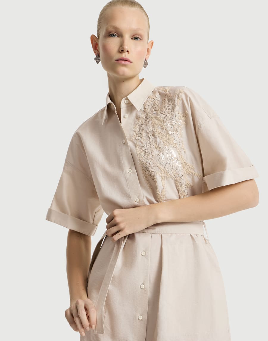 Dress with dazzling seabed embroidery Buff Woman - Brunello Cucinelli