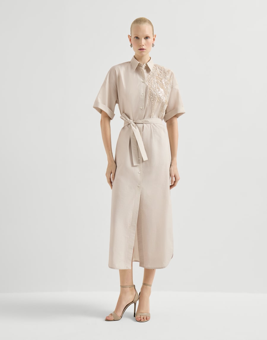 Dress with dazzling seabed embroidery Buff Woman - Brunello Cucinelli