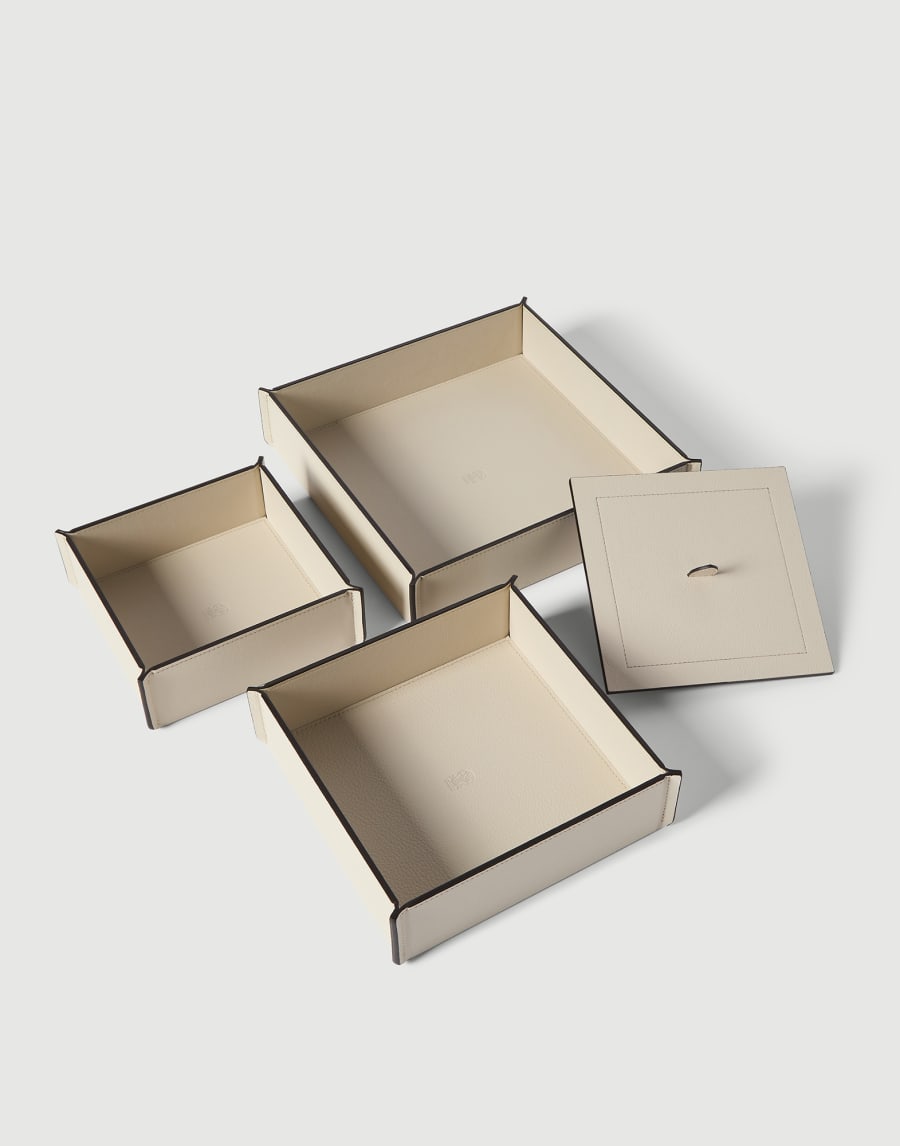 Trio of organizer boxes with lids Ivory Lifestyle - Brunello Cucinelli
